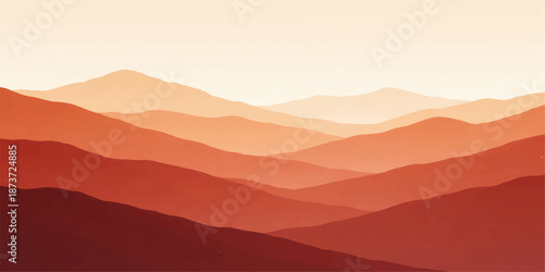 Mountain landscape views of nature's majestic light from sunrise and sunset in the misty blue fog of the hills and valleys