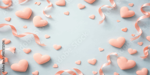 Red heart shaped confetti pattern abstract background for love and valentine texture