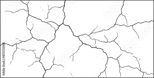 Black and white cracks pattern, cracked wall design, texture and abstract background illustration