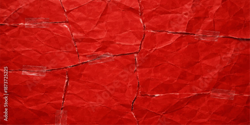 Crumpled red leaf texture pattern on old grunge paper surface backdrop