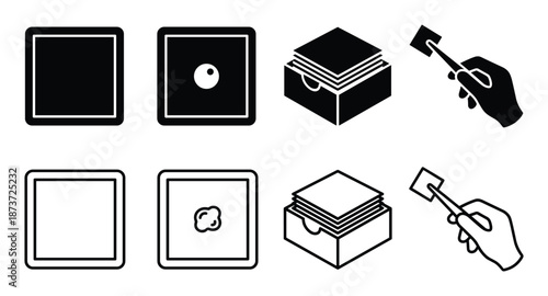 Black and White Drawing of Gambling Elements Squares and Cleaning, With Brush Tool