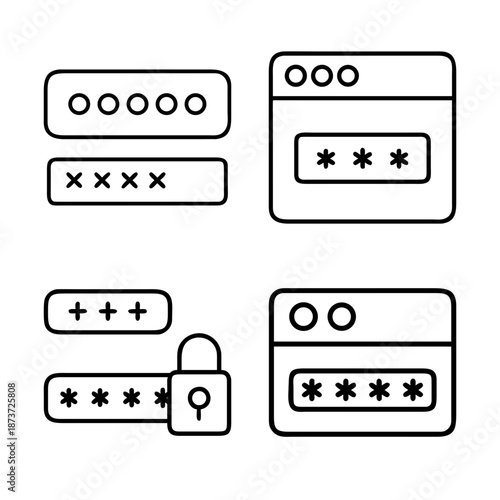 Icons displaying password entry methods including secure web login forms