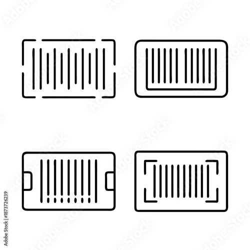 Collection of four differently styled linear pattern icons for designs