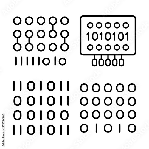 Binary Code Representation of Data Structures, Connection and Information Processing Networks