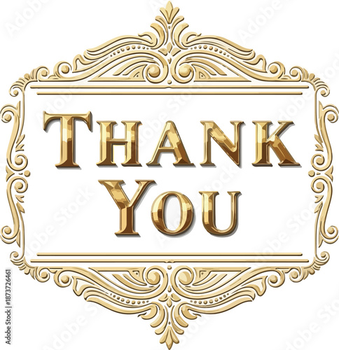 Elegant Golden Thank You Text Inside Ornate Frame