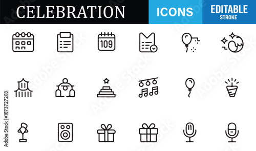 Festive celebration symbols editable icon pack
