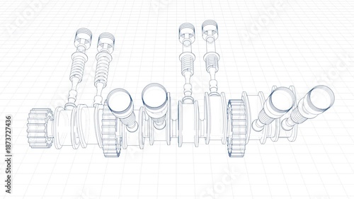 3d Sketch of an engine valve mechanism