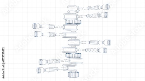 3d Sketch of an engine valve mechanism