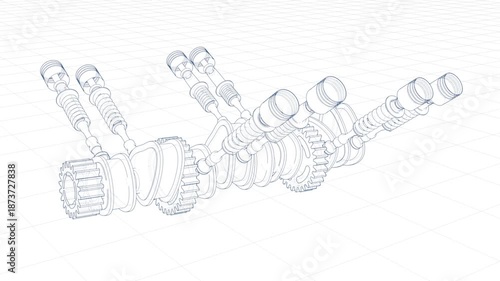 3d Sketch of an engine valve mechanism
