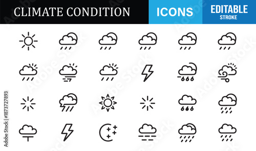 Climate condition icons for apps and infographics