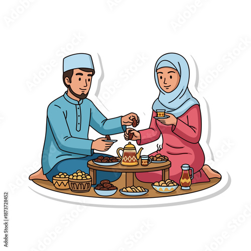 Ramadan Suhoor and Iftar Food Concept Illustration