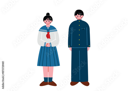 制服を着た学生の男女