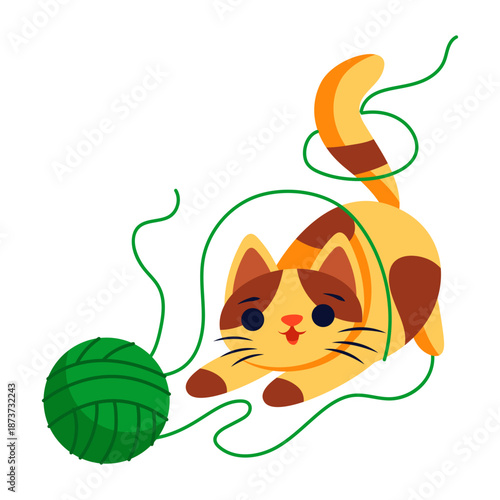 A flat style icon representing a grumpy cat  
