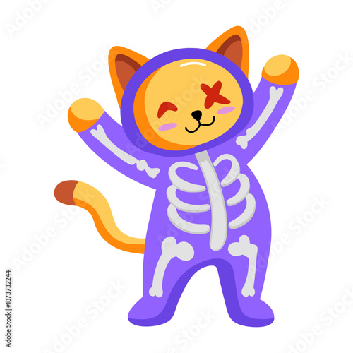 A flat style icon representing a grumpy cat  
