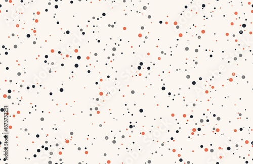 Seamless Abstract Pattern with Terracotta Orange and Grey Speckled Dots on Cream