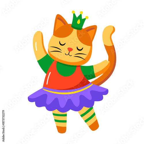 A flat style icon representing a grumpy cat  
