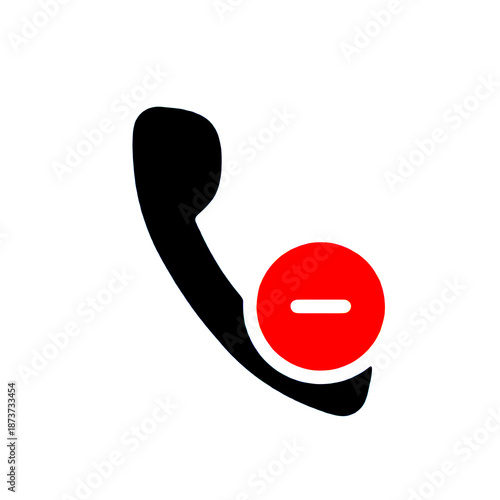 Blocked or declined phone call icon with clear visual indicator. Suitable for mobile call settings, communication apps, contact management interfaces, and telecom related designs.