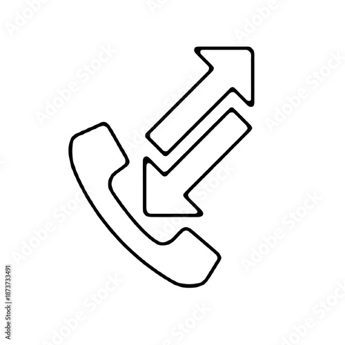 Call transfer or forwarding phone icon in clean line style. Designed for telecom services, business communication apps, call management systems, and modern user interface layouts.