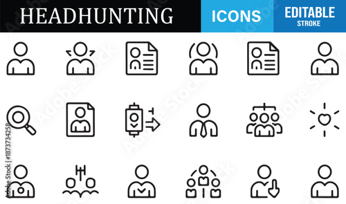 Talent acquisition and hiring outline icon set