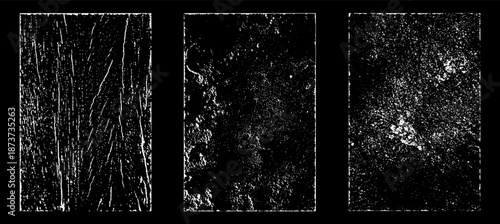 Grunge worn paper effect. Overlay texture stamps with old paper. Stamps distress grain surface dust and rough background concept. Illustration place over object to create grunge effect. Vector EPS10.
