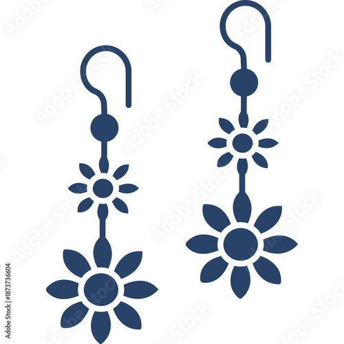 Dangle Earrings with Flower Motifs
