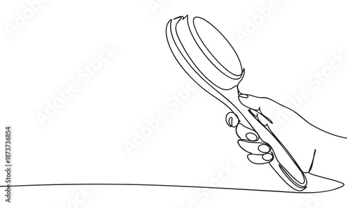 Continuous Line Art of a Hand Holding a Hairbrush