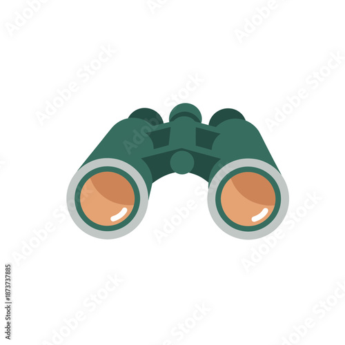 Green Binoculars Flat Style Vector Icon Illustration