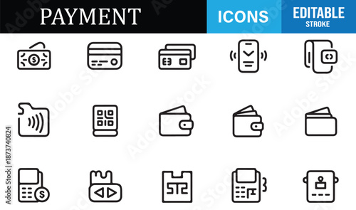Payment methods and financial symbols editable icon pack
