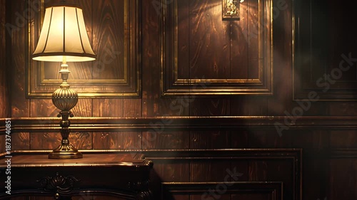 vintage lamp on wooden table in luxury room