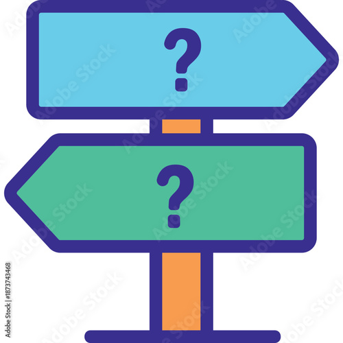 Directional Sign with Question Marks