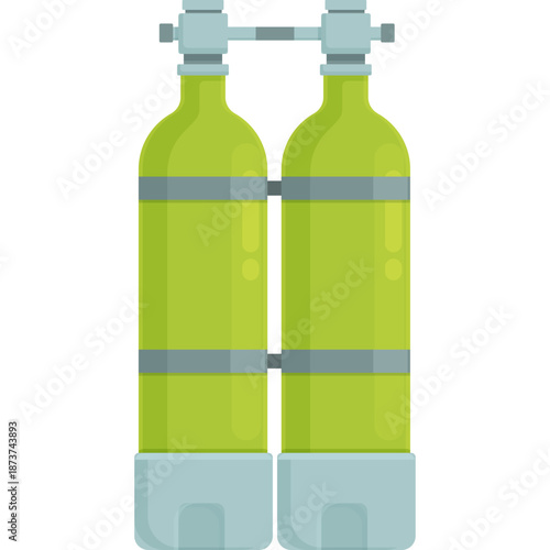Double Scuba Diving Tank Illustration