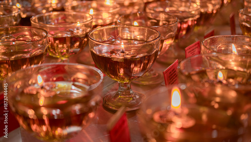 A collection of candles in beautiful glass jars 