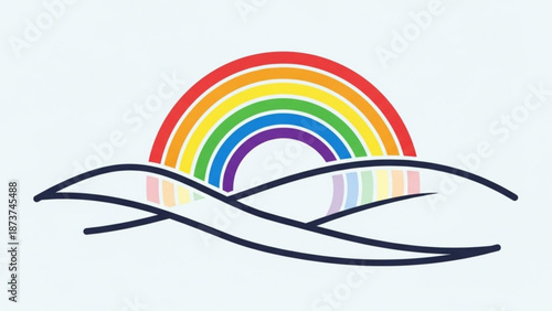 Vibrant rainbow symbol with wavy lines on a light background representing hope and diversity with inclusivity and equality and pride and optimism