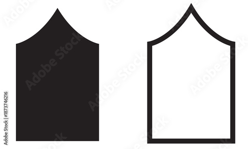 Islamic Arch Window Vector Shapes. Minimal black Islamic arch and mihrab window shapes in flat vector style, inspired by mosque architecture and Arabic geometric design.

