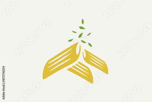 pasta food delicious with green logo