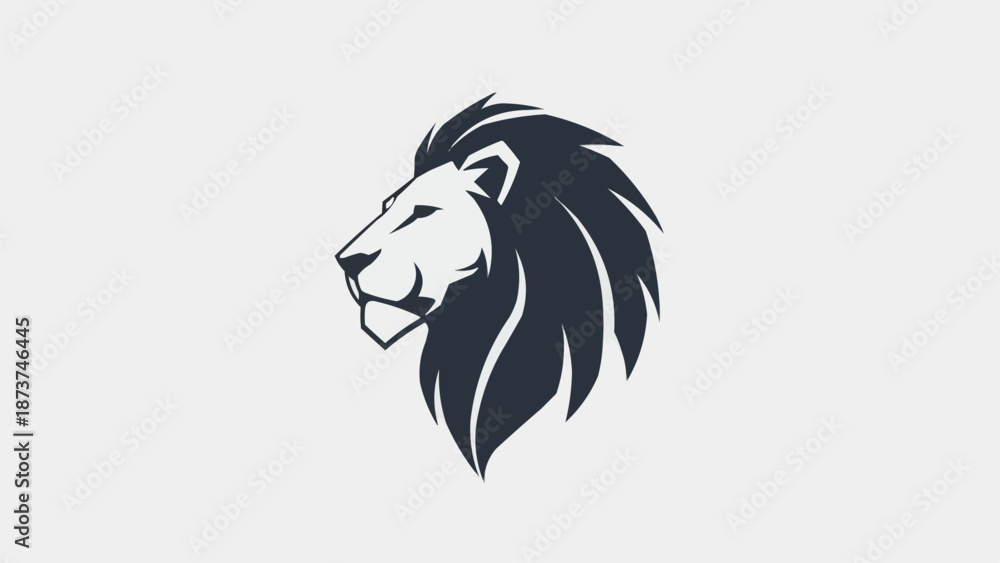 Fototapeta premium Majestic Lion Head Silhouette Logo Design.