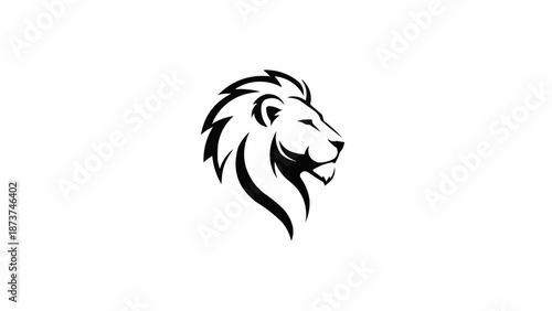 Majestic Lion Head Silhouette Emblem.