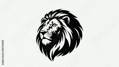 Majestic Lion Head Silhouette Fierce King of Jungle.
