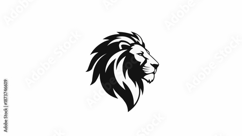 Majestic Lion Head Profile Silhouette Logo Design.