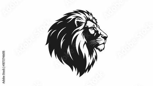 Majestic Lion Head Profile Silhouette Vector Art.