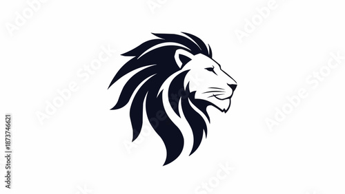 Majestic Lion Head Profile Silhouette Logo.