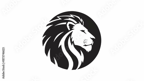Majestic Lion Head Profile Silhouette Logo Design.