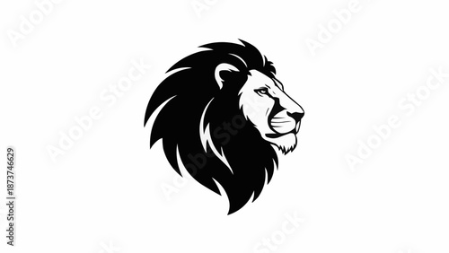 Majestic Lion Head Profile Silhouette Vector Art.
