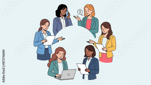 Diverse group of professionals collaborating and working together.