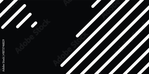 Black and White Diagonal Stripes Abstract Background with Rounded Lines