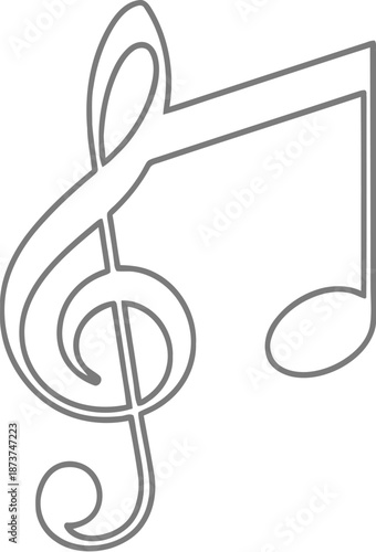 3D silver metal treble clef and musical notes vector illustration as a glossy melodic sound symbol on a white background for song and tune design art