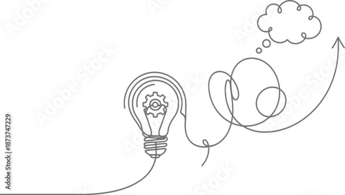 Hand drawn vector illustration of a bright glass light bulb concept representing a creative electric lamp idea and business innovation symbol