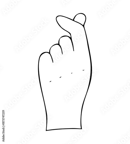 Finger Heart Hand Gesture Minimal Hand Drawn Love Symbol Illustration