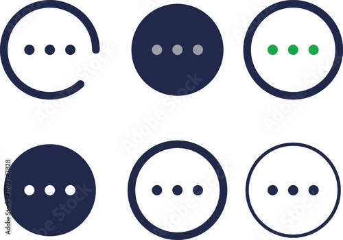 More options icons set, 6 icons, minimal circle style
