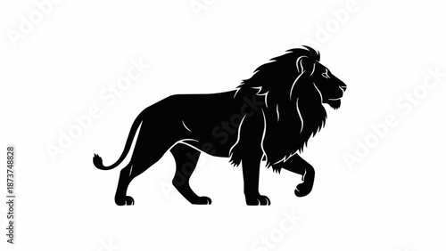 Majestic Lion Silhouette Walking Confidently.